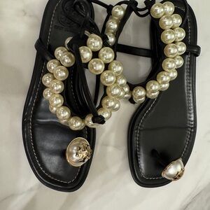 Tory Burch Melody Pearl Flat Thong Sandals